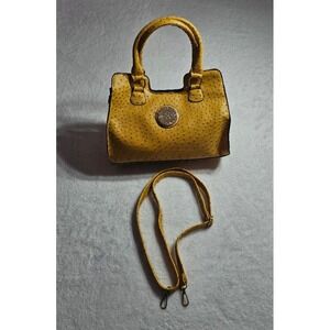 B.Iconic Luxury Handbag Yellow Ostrich Embossed Satchel Crossbody Bag‎ NEW